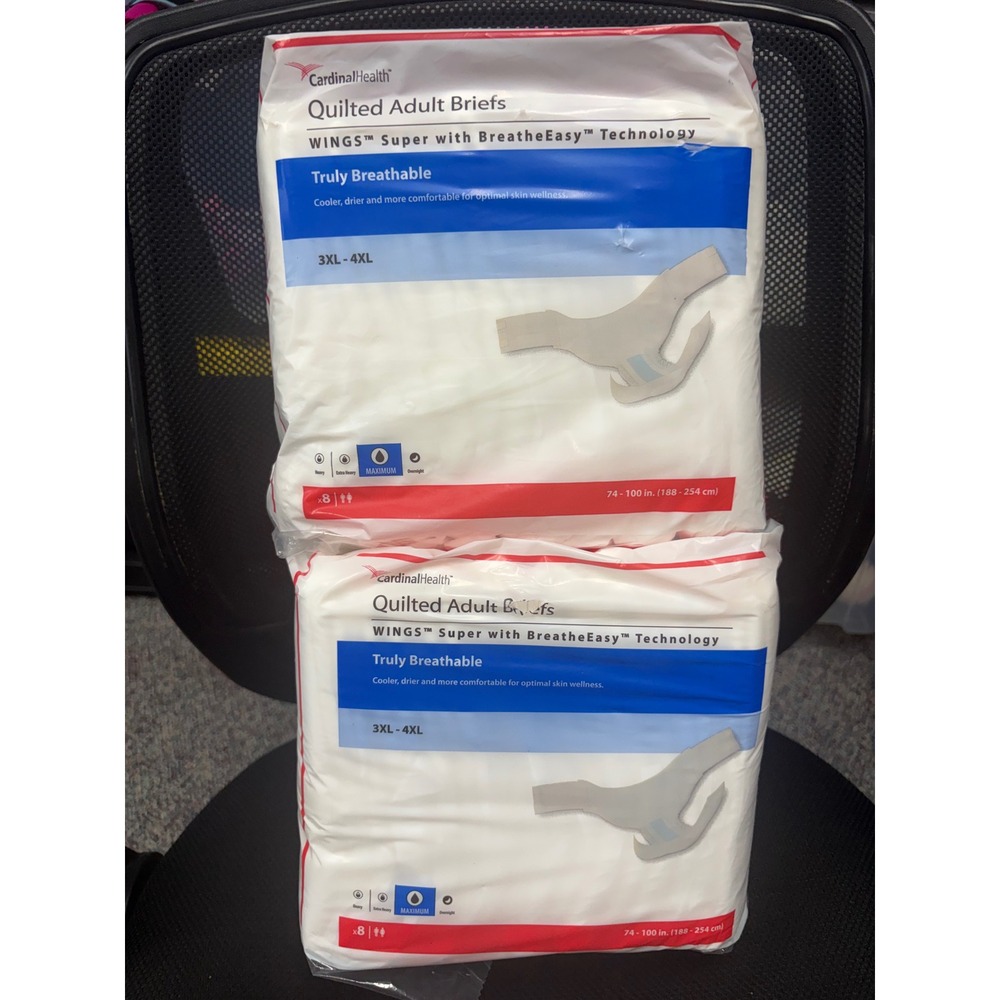 Cardinal Health Wings Super Quilted Adult Briefs 3XL-4XL 16ct Maximum Absorbency